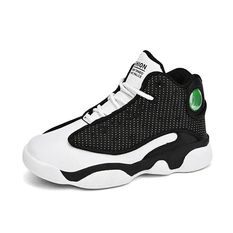 2023 new sports shoes male adolescent boys middle school leisure leather cushioned anti-slip actual combat basketball shoes