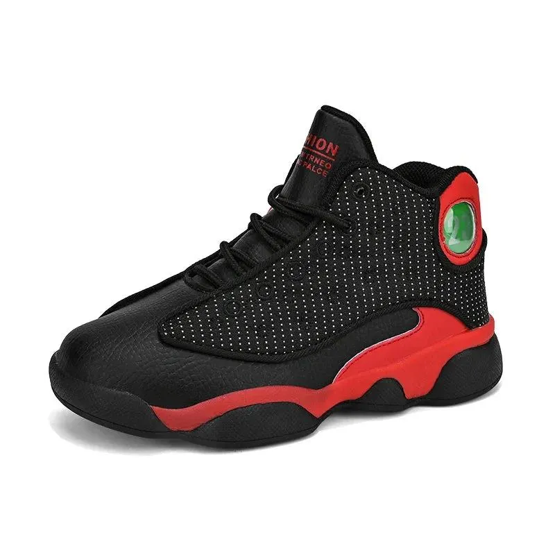 2023 new sports shoes male adolescent boys middle school leisure leather cushioned anti-slip actual combat basketball shoes