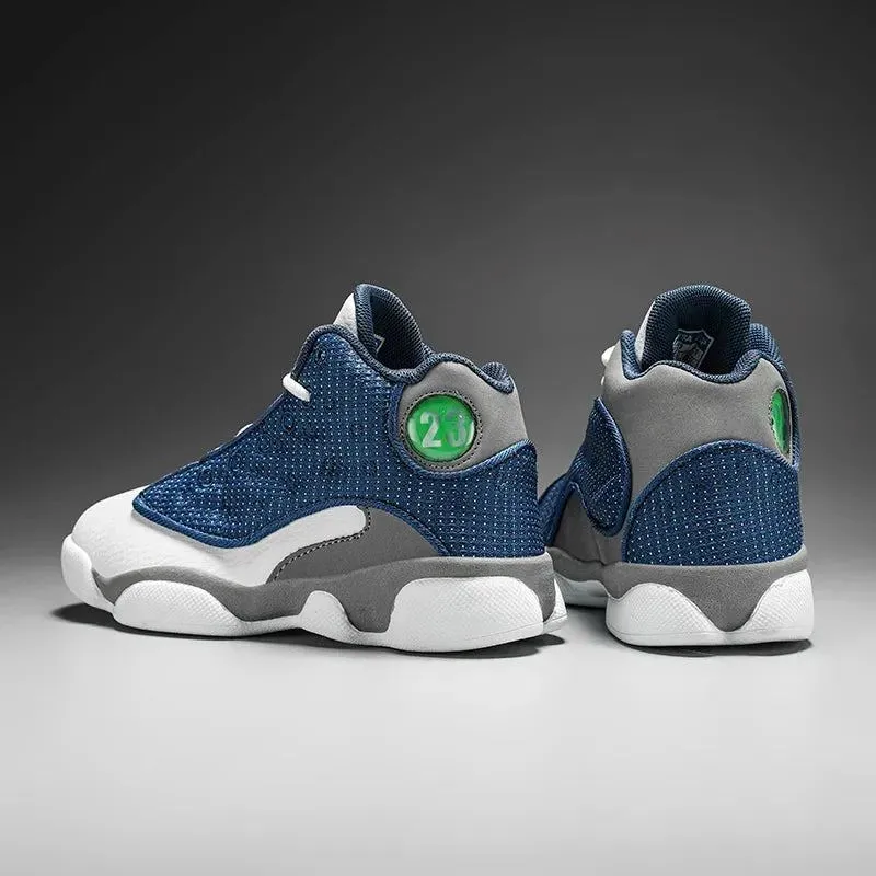 2023 new sports shoes male adolescent boys middle school leisure leather cushioned anti-slip actual combat basketball shoes