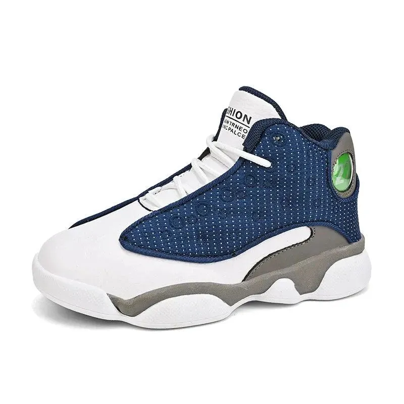 2023 new sports shoes male adolescent boys middle school leisure leather cushioned anti-slip actual combat basketball shoes