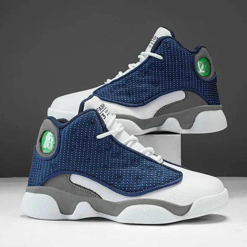 2023 new sports shoes male adolescent boys middle school leisure leather cushioned anti-slip actual combat basketball shoes
