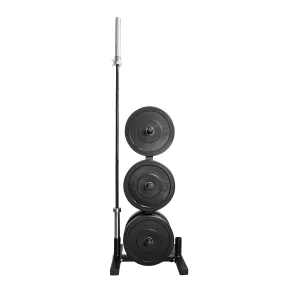 305 lb Olympic Bumper Plate and Barbell Set   Plate Tree