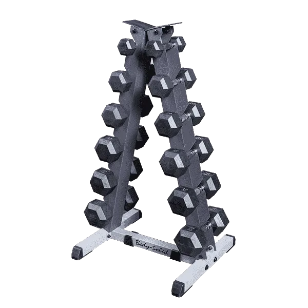 5-30lb 6 Pair Rubber Dumbbell Set with Rack