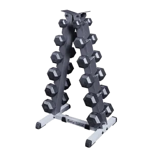 5-30lb 6 Pair Rubber Dumbbell Set with Rack
