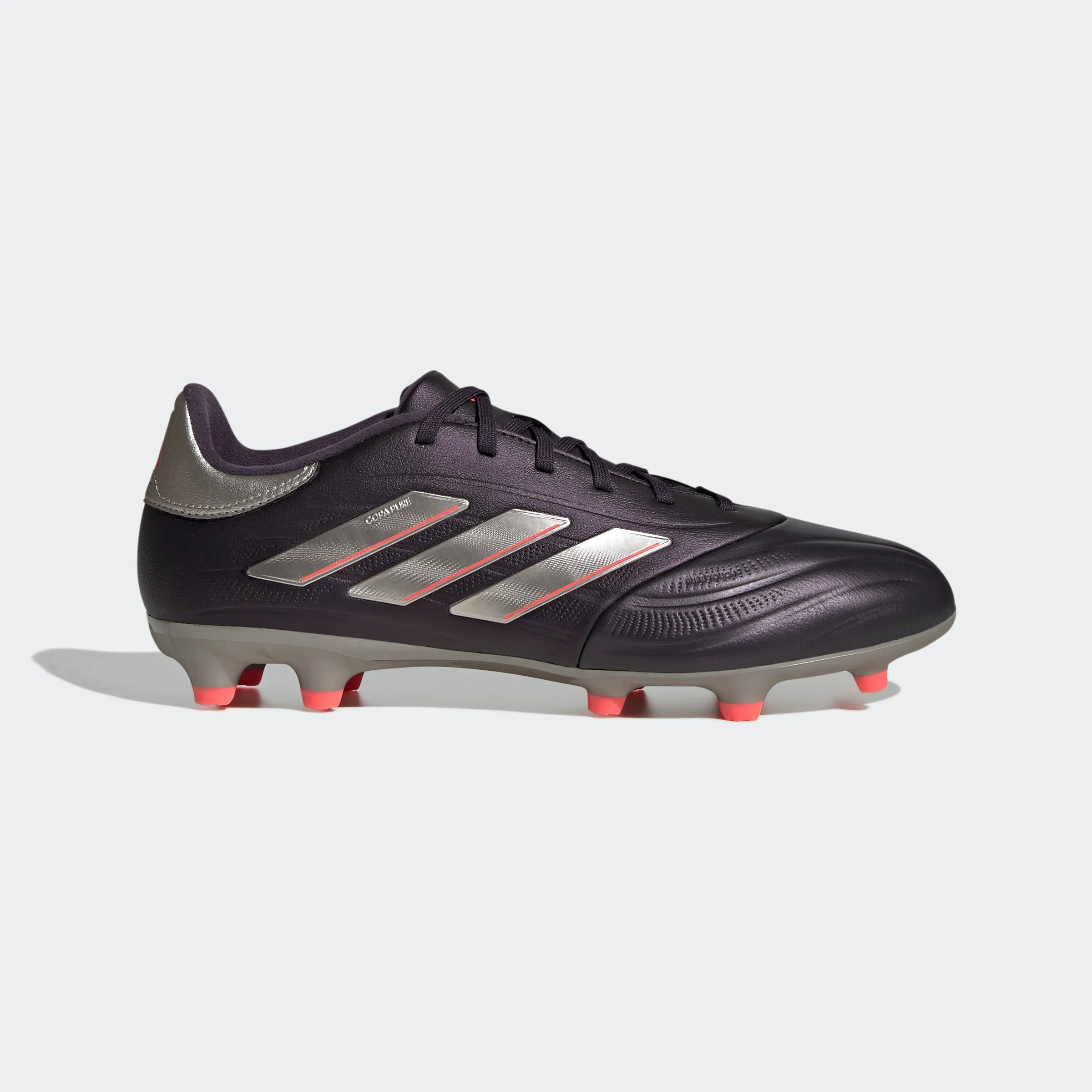 adidas Copa Pure 2 League Firm Ground Soccer Cleats | Aurora Black-Platinum Metallic-Turbo | Men's