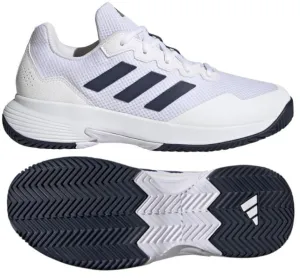 adidas GameCourt 2.0 Mens Tennis Shoes - Cloud White / Navy Blue