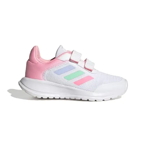 adidas Girl's Tensaur Run (Little Kid/Big Kid) White/Blue Dawn/Beam Pink 1 2 Little Kid M