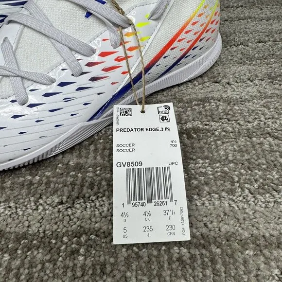 Adidas Predator Edge 3 IN  Inside Soccer Shoe GV8509 White Size 5 New Men’s