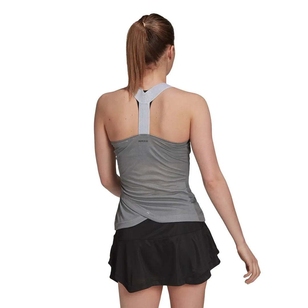 adidas Women's AeroReady Primeblue Y-Tank Top (Grey)