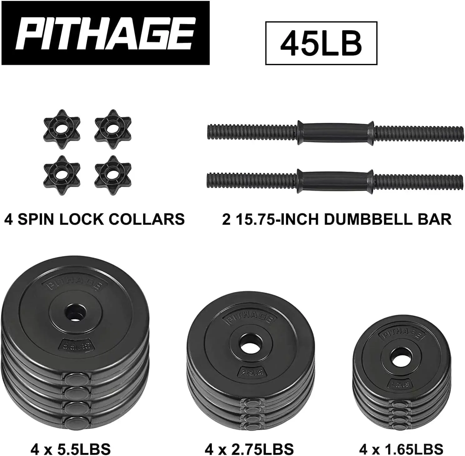 Adjustable Dumbbell Set Total Weight 45LBS