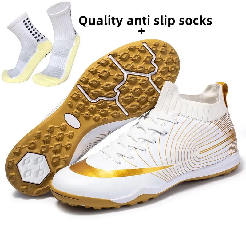 ALIUPS Professional Unisex Soccer Shoes Long Spikes TF Ankle Football Boots Outdoor Grass Cleats Football Shoes Eu size 30-45