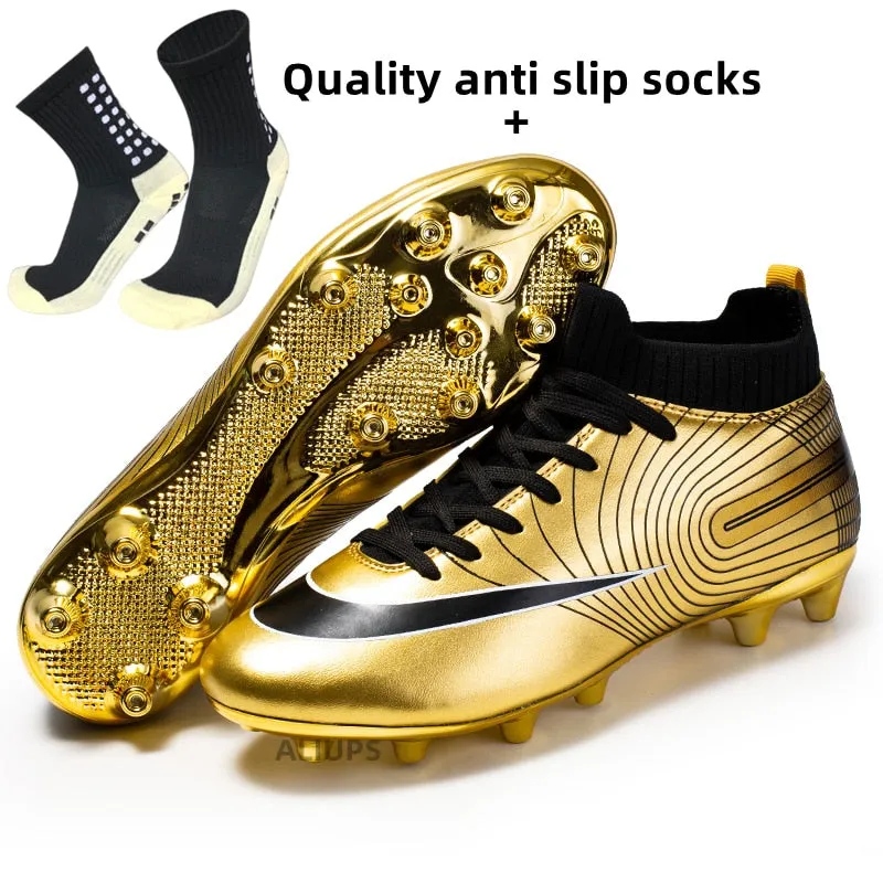 ALIUPS Professional Unisex Soccer Shoes Long Spikes TF Ankle Football Boots Outdoor Grass Cleats Football Shoes Eu size 30-45