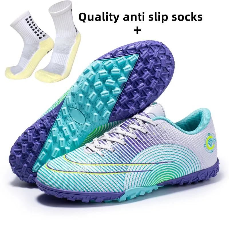 ALIUPS Professional Unisex Soccer Shoes Long Spikes TF Ankle Football Boots Outdoor Grass Cleats Football Shoes Eu size 30-45