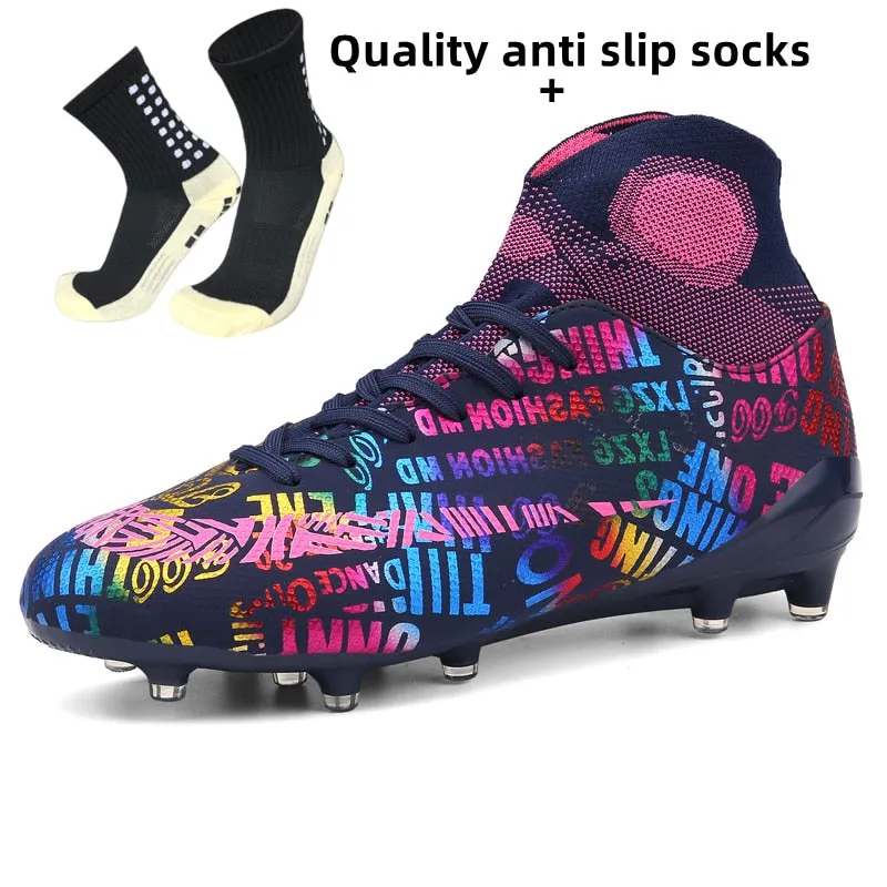 ALIUPS Professional Unisex Soccer Shoes Long Spikes TF Ankle Football Boots Outdoor Grass Cleats Football Shoes Eu size 30-45