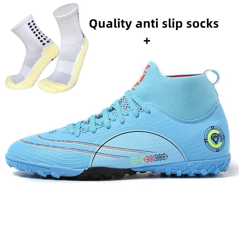 ALIUPS Professional Unisex Soccer Shoes Long Spikes TF Ankle Football Boots Outdoor Grass Cleats Football Shoes Eu size 30-45