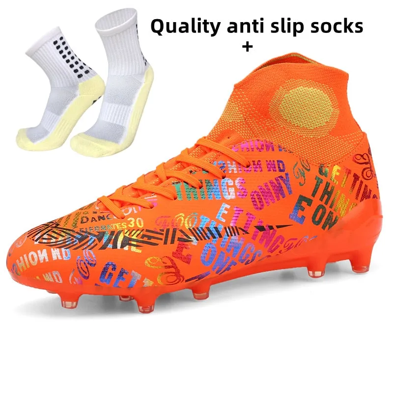 ALIUPS Professional Unisex Soccer Shoes Long Spikes TF Ankle Football Boots Outdoor Grass Cleats Football Shoes Eu size 30-45