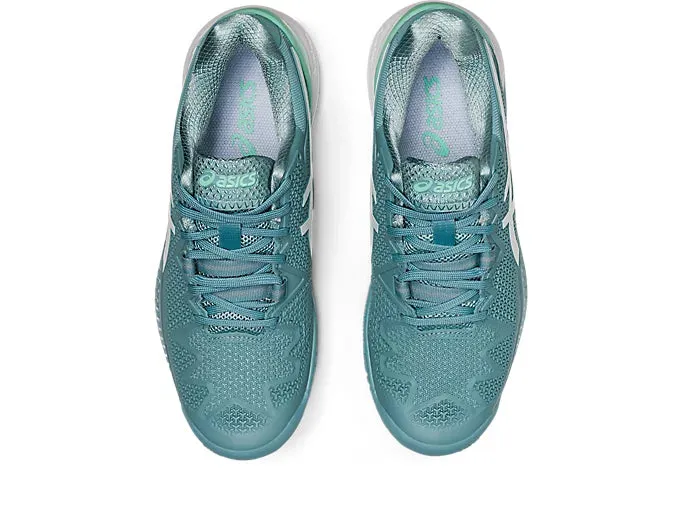 Asics Gel Resolution 8 Womens Tennis Shoes (Smoke Blue/White)