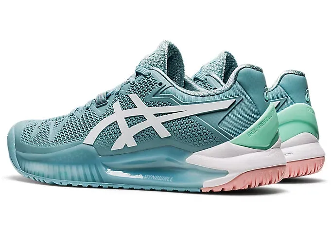 Asics Gel Resolution 8 Womens Tennis Shoes (Smoke Blue/White)