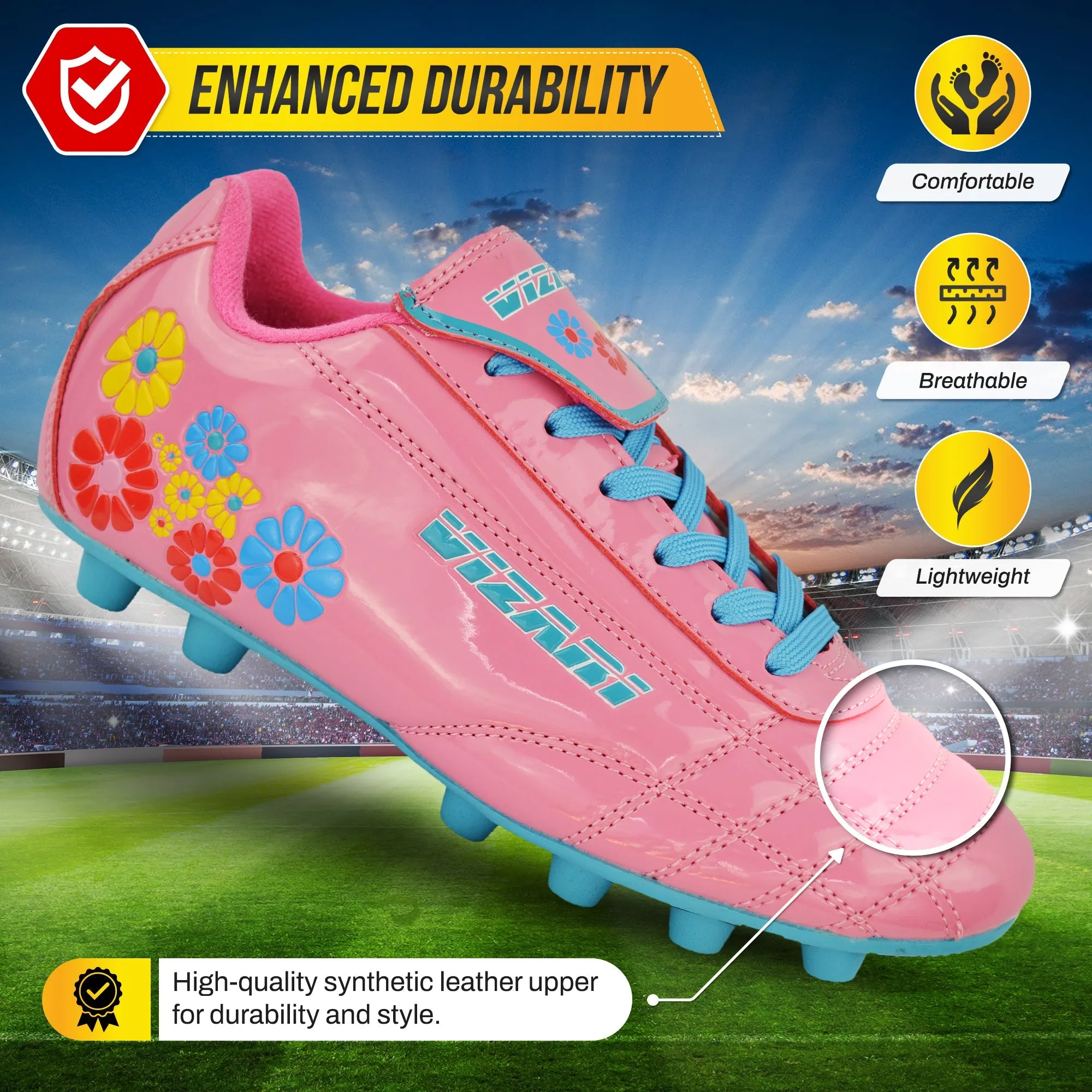 Blossom Firm Ground Soccer Shoes-Pink/Blue