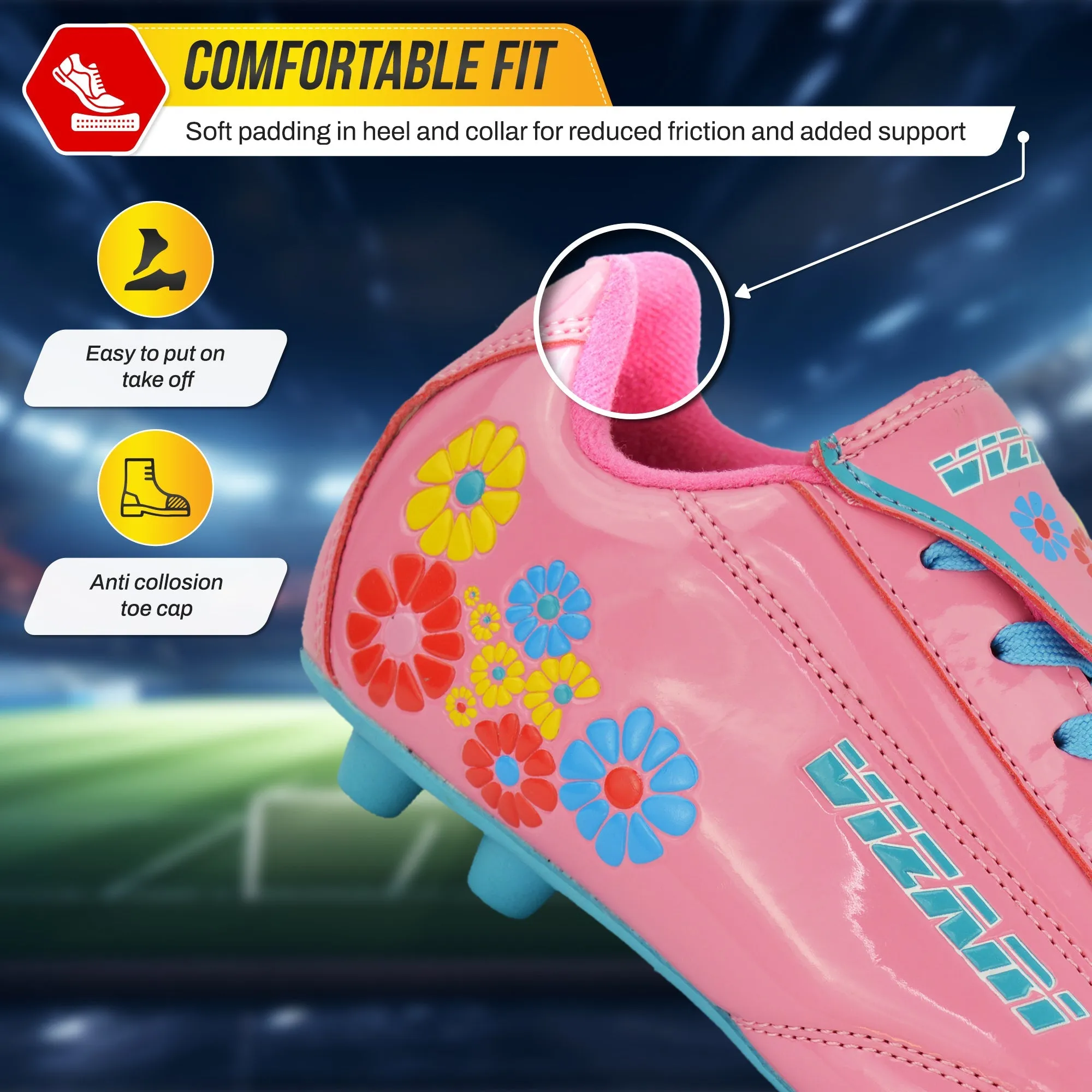 Blossom Firm Ground Soccer Shoes-Pink/Blue