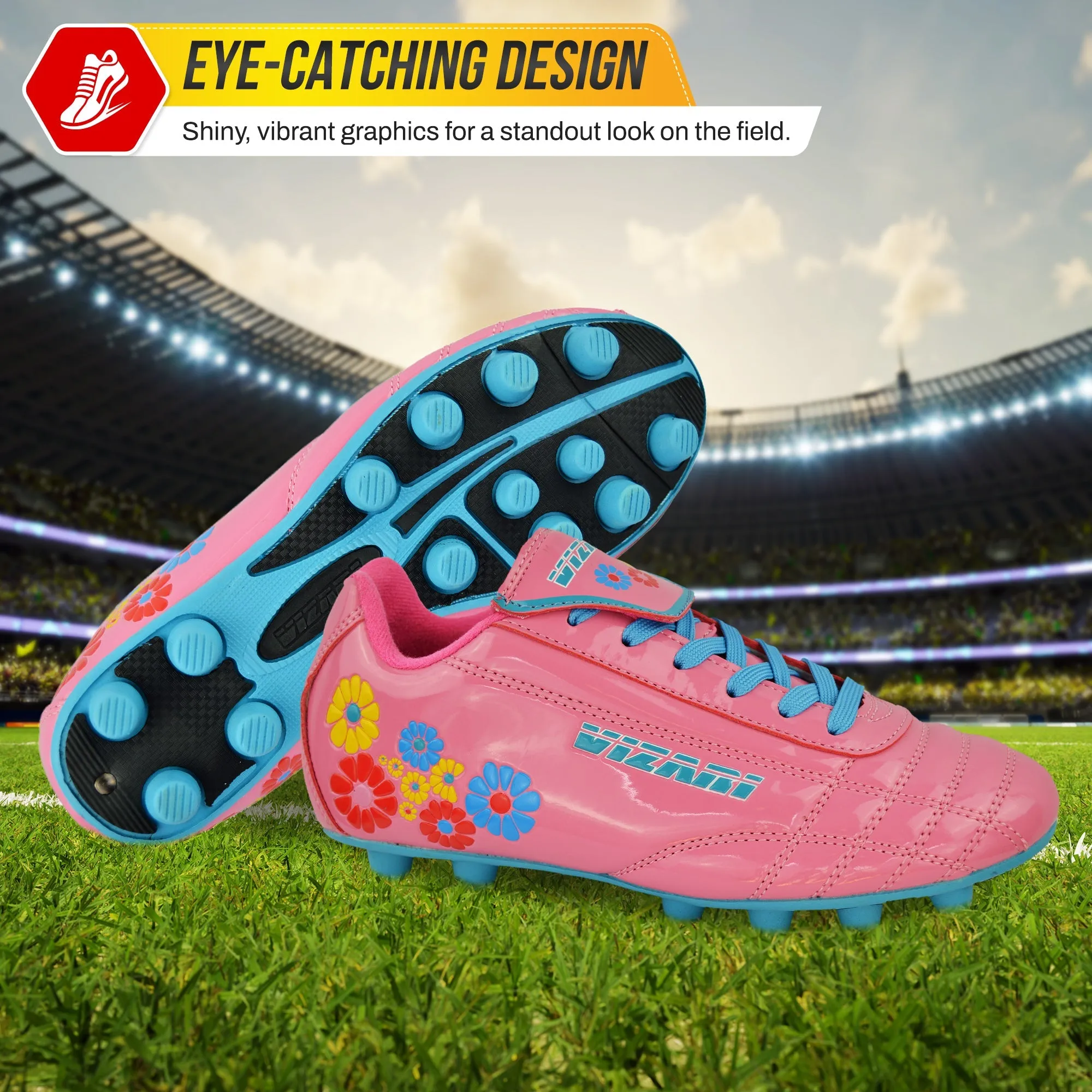 Blossom Firm Ground Soccer Shoes-Pink/Blue