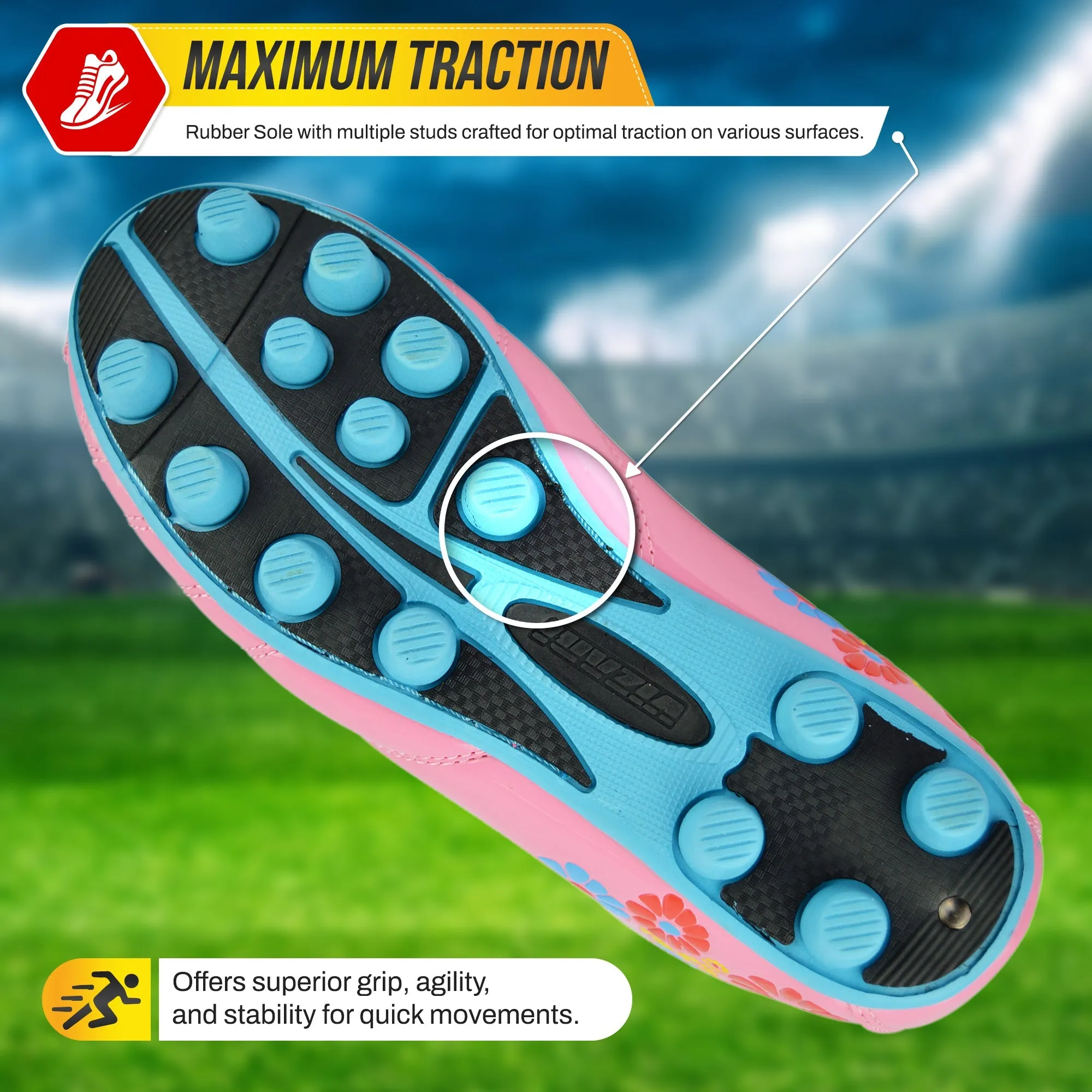 Blossom Firm Ground Soccer Shoes-Pink/Blue