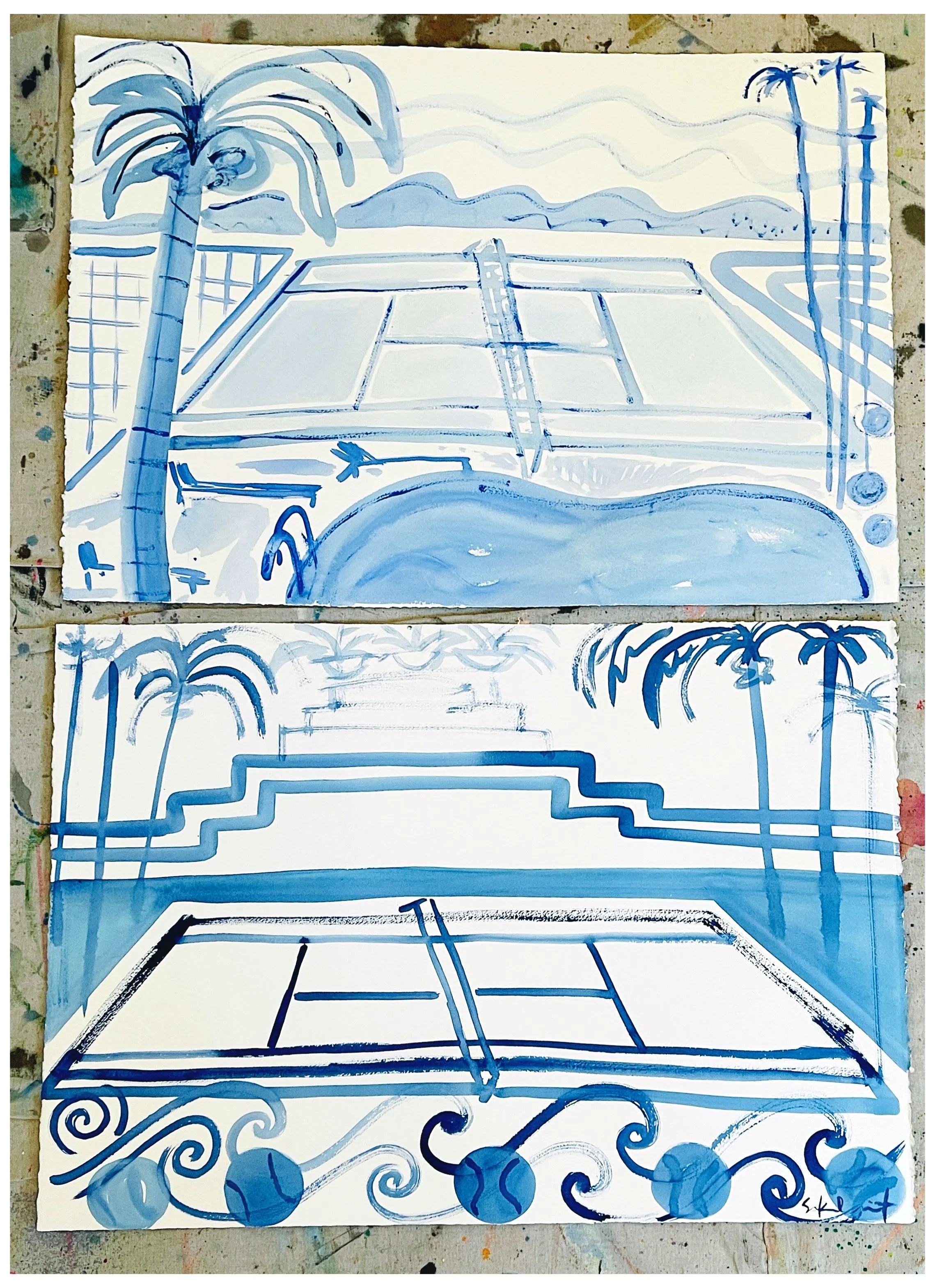 Blue Pool Tennis Court - 30 x 40