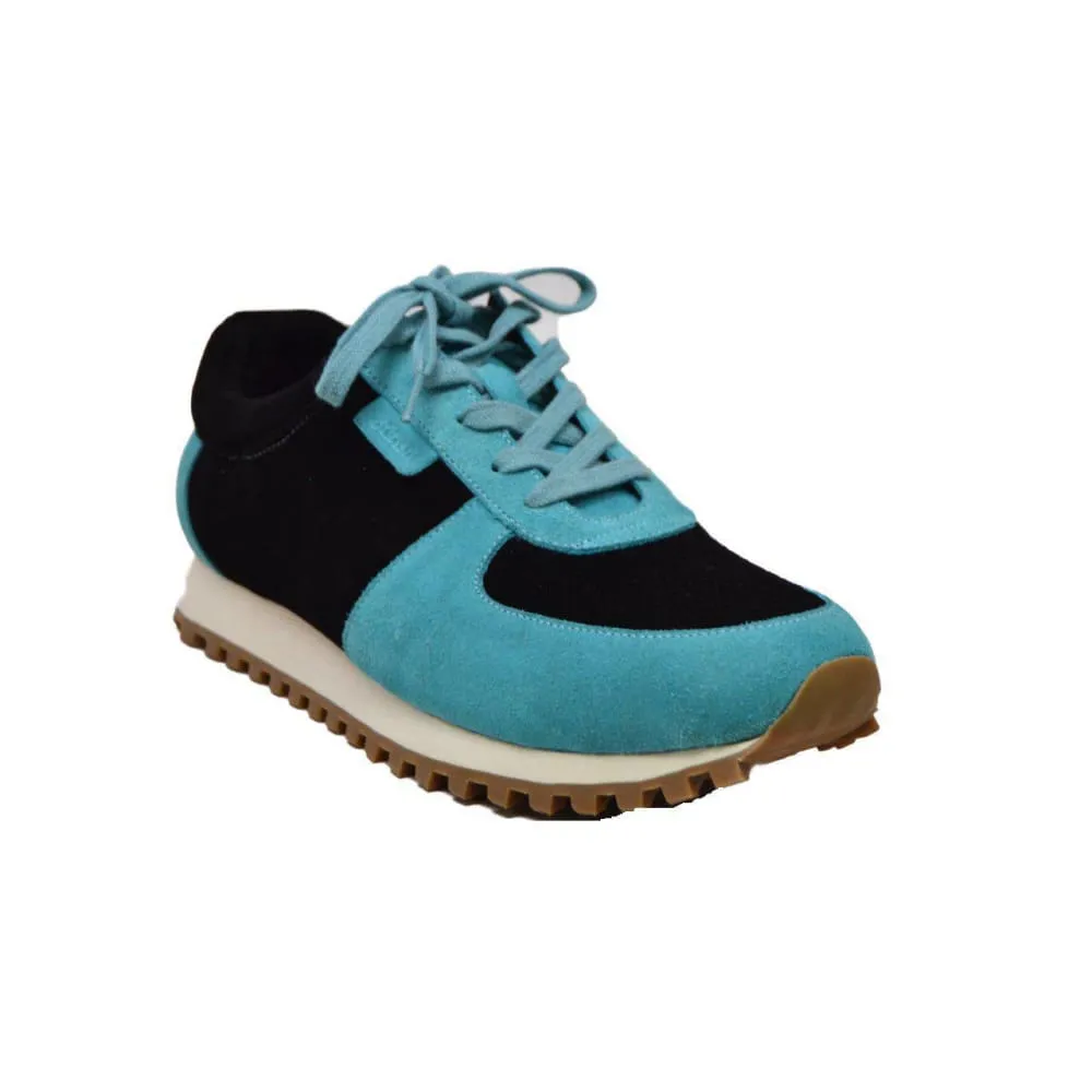 British Walkers Surrey Men's Blue and Black Leather and Suede Sneakers
