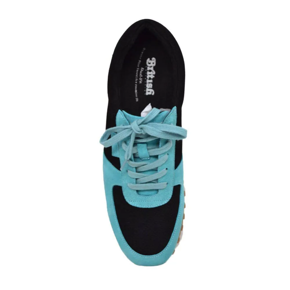 British Walkers Surrey Men's Blue and Black Leather and Suede Sneakers