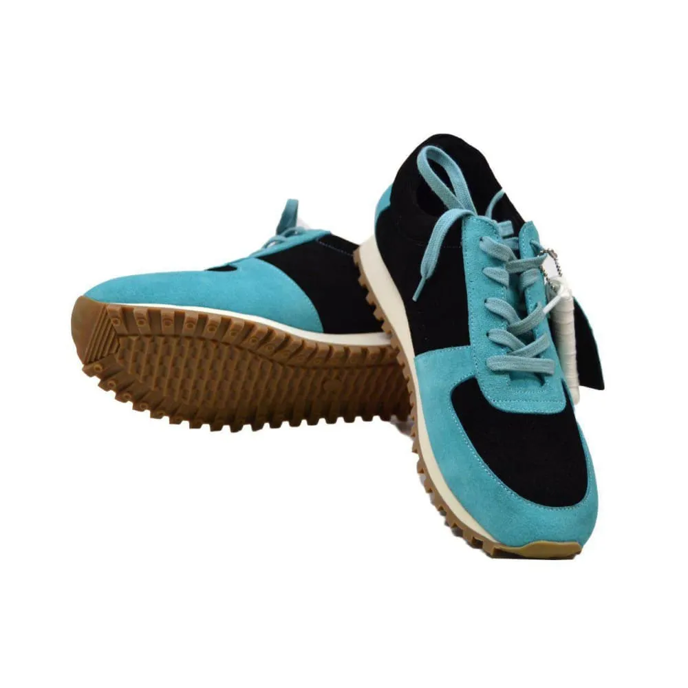 British Walkers Surrey Men's Blue and Black Leather and Suede Sneakers
