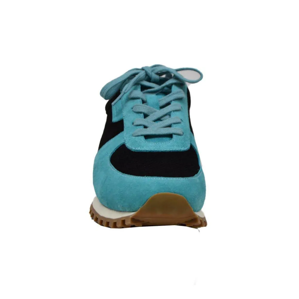 British Walkers Surrey Men's Blue and Black Leather and Suede Sneakers