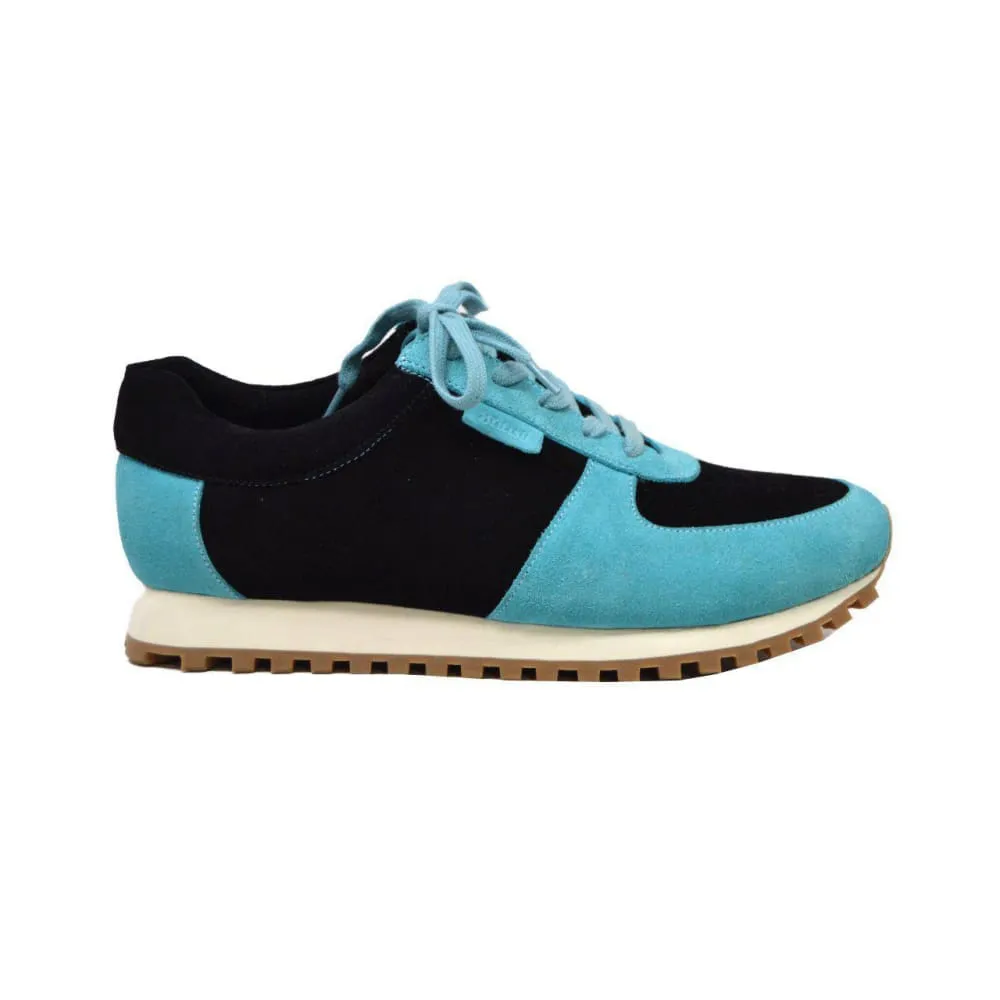 British Walkers Surrey Men's Blue and Black Leather and Suede Sneakers