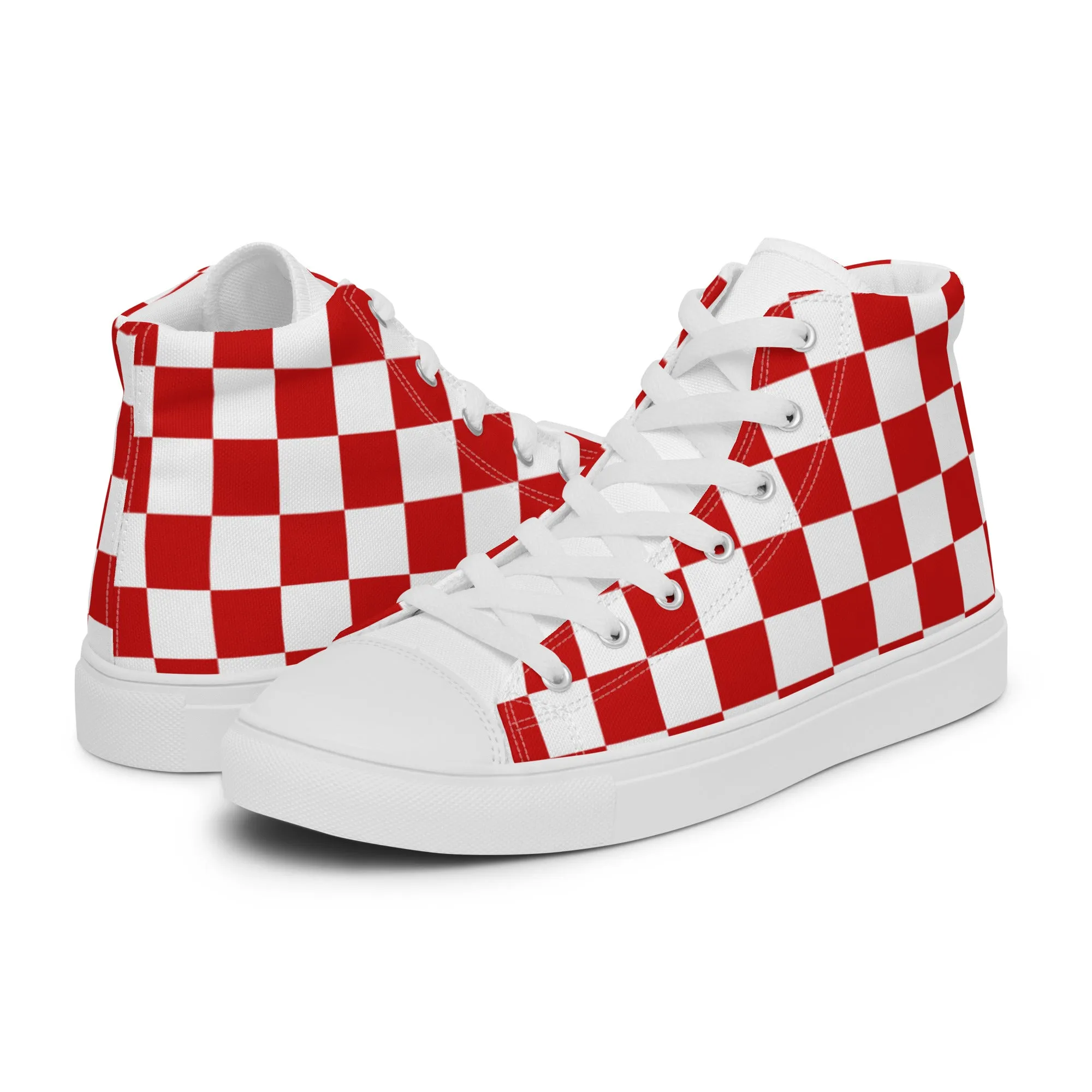 Checkered Men’s High Top Canvas Shoes
