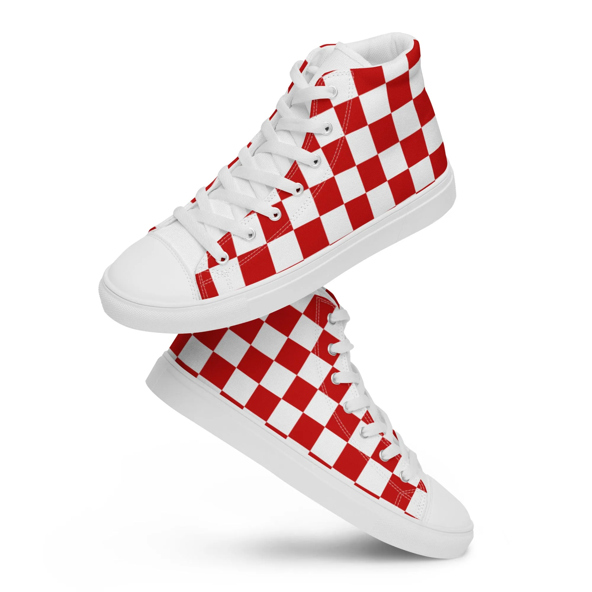 Checkered Men’s High Top Canvas Shoes