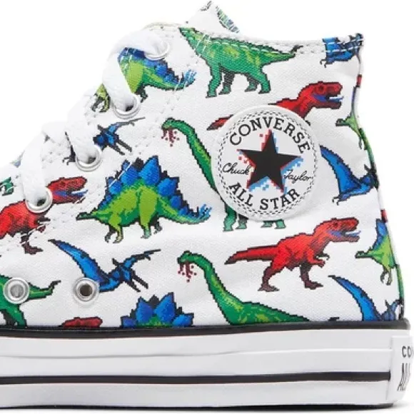 Converse Junior Boys Dinosaur High-Top Sneakers Dino Print Shoes  3,5 670349F