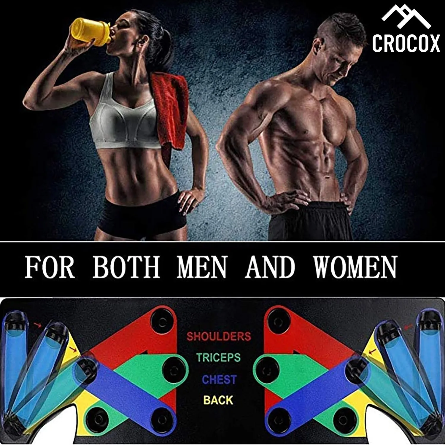 Crocox Push Up Board Fitness Stand Bar Muscle Training Rack Foldable Home Gym