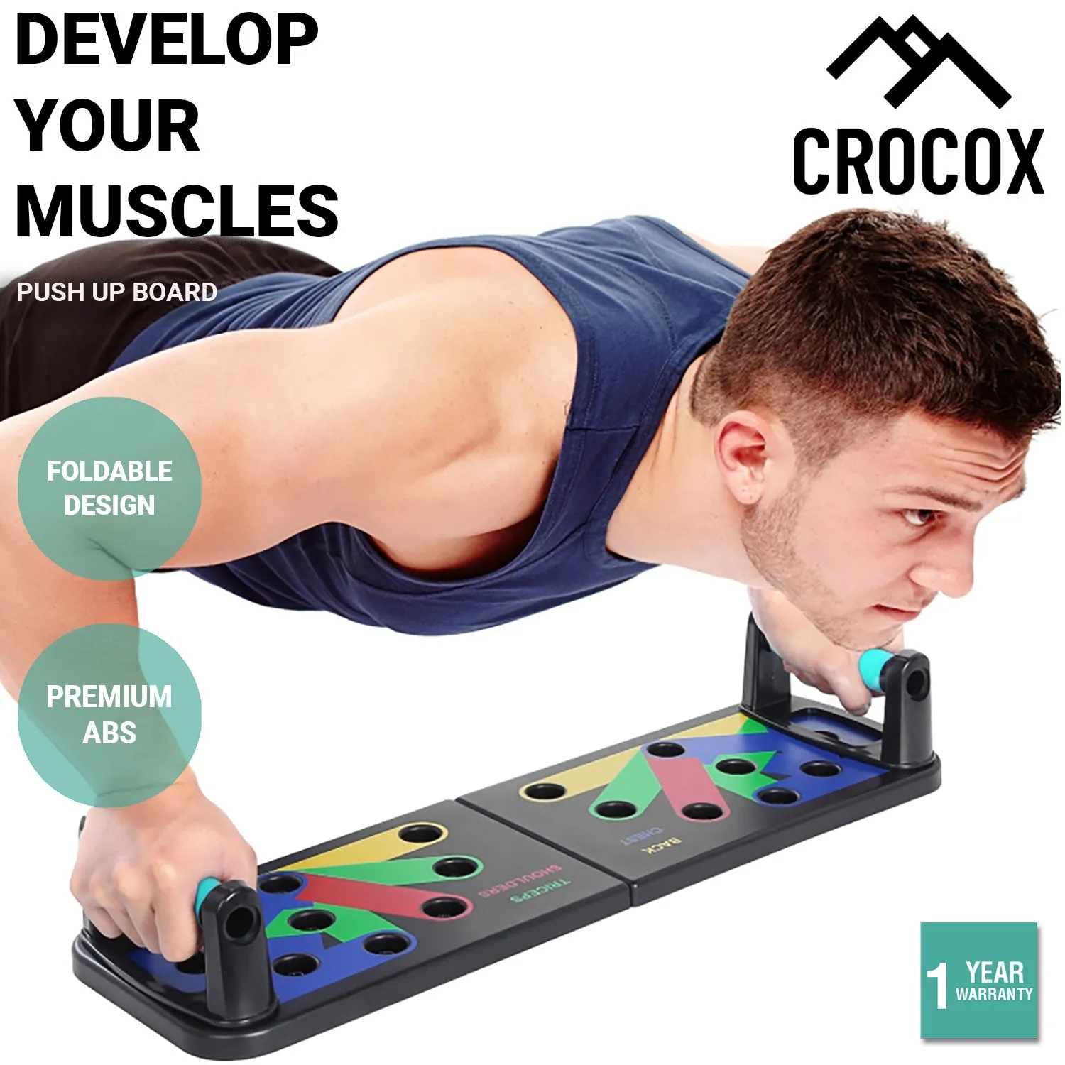 Crocox Push Up Board Fitness Stand Bar Muscle Training Rack Foldable Home Gym