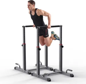 Dip Bar Station Set, 9 Level Adjustable, 1200lbs Heave Duty Dip Station for Full Body Workout