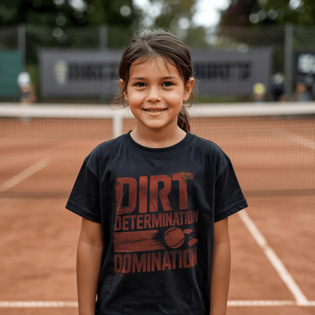 Dirt, Determination, Domination Tennis T-Shirt - Youth