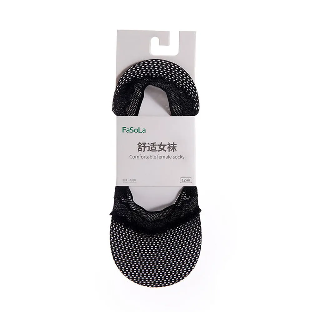 FaSoLa Mesh Lace Invisible Socks - Black, 1 Pair