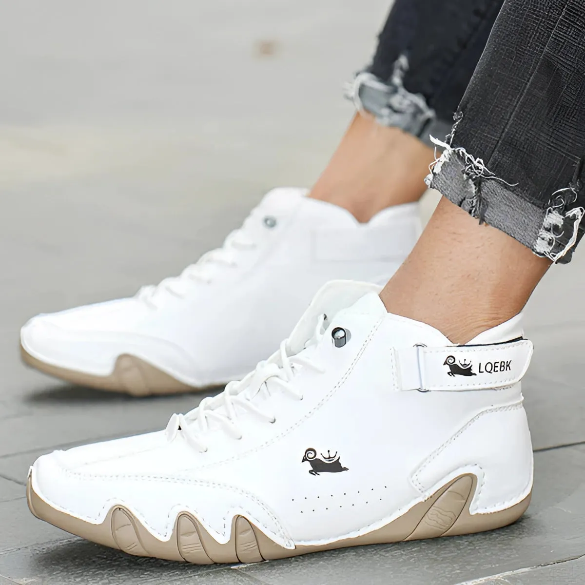 FEETFLEX™ Men's White High-Top Designer Sneakers - Urban Streetwear