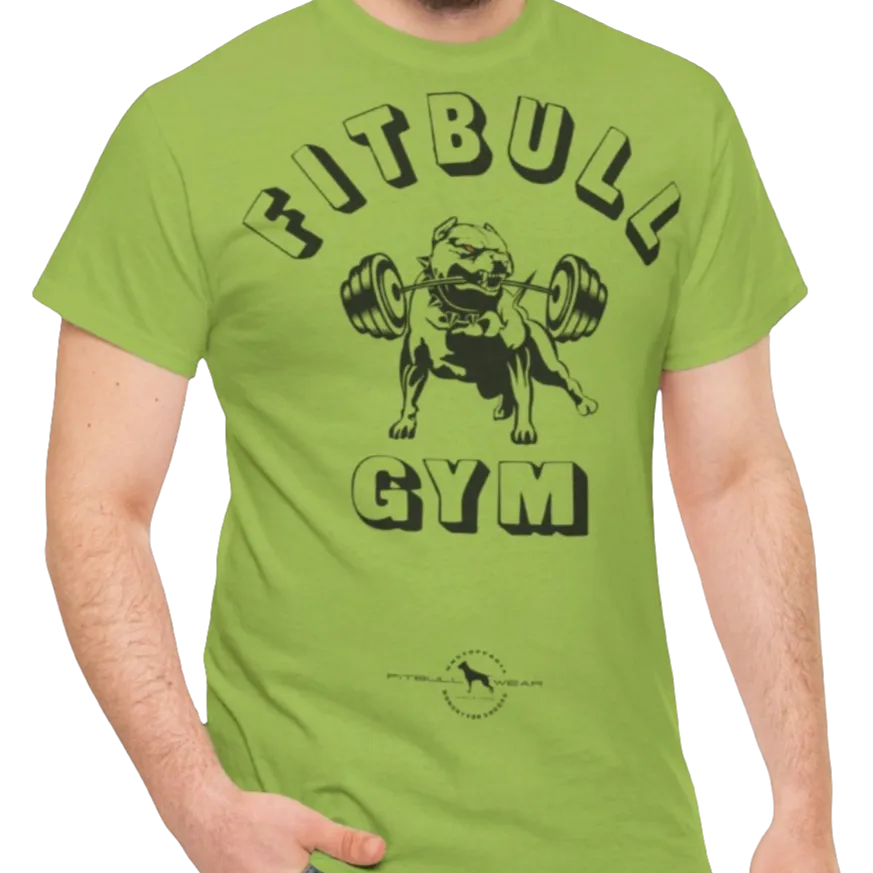 Fitbull Gym Fitness T-Shirt Unisex Heavy Cotton Tee Bodybuilding Garment Crossfit Apparel Active Training Clothink Sport Workout Clothes Kiwi Black