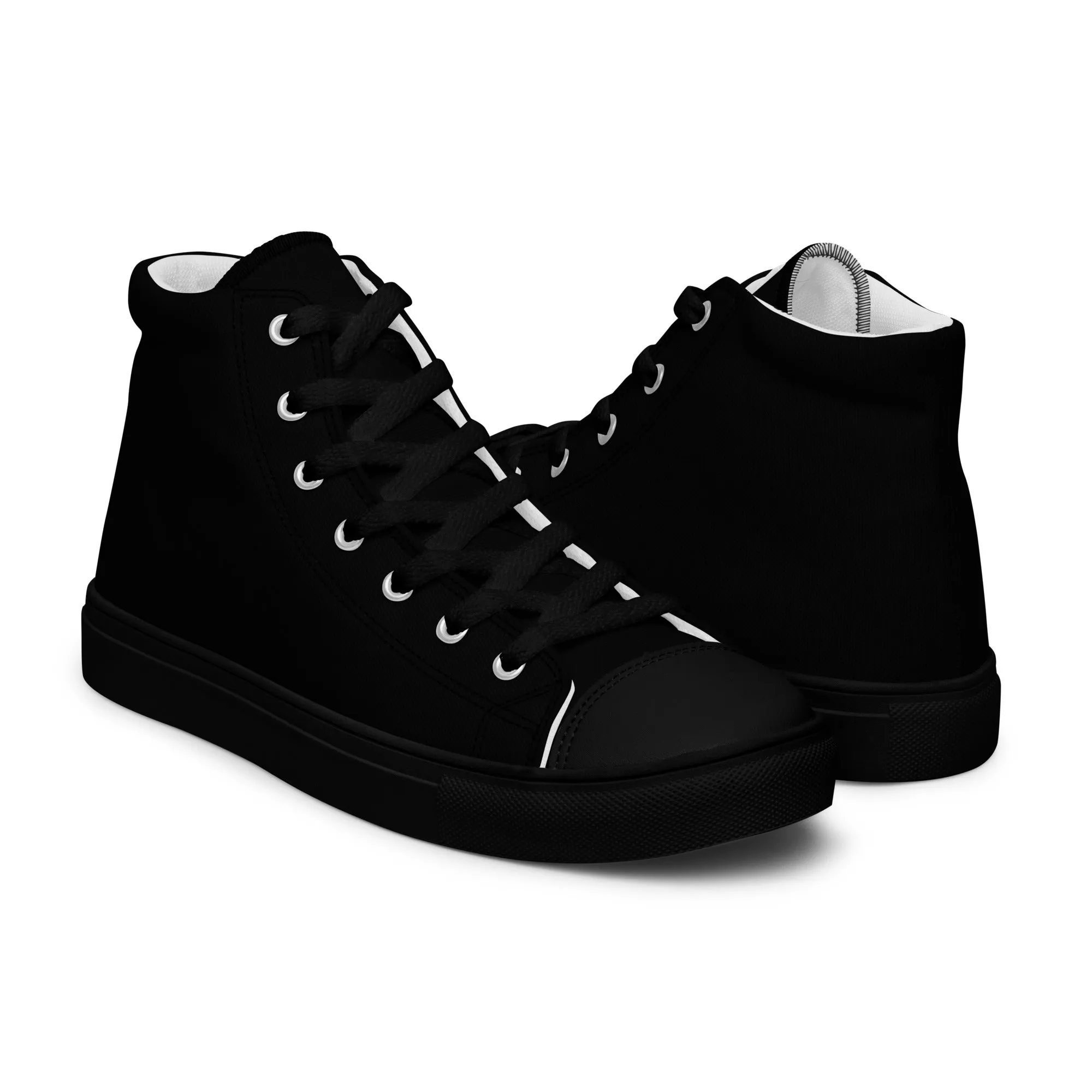 Full Black - Sustainably Made Men's High Top Canvas Shoes