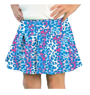 Girls Tennis Skort - Blue Leopard