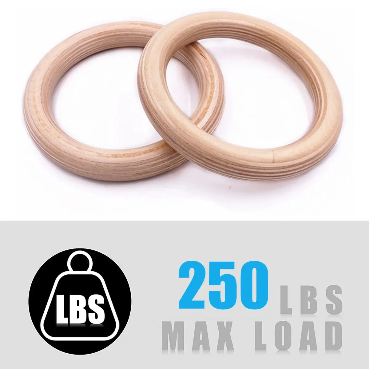 Gymnastics Rings with Hanging Straps and Carabiners - Pull Up Handles for Home Gym