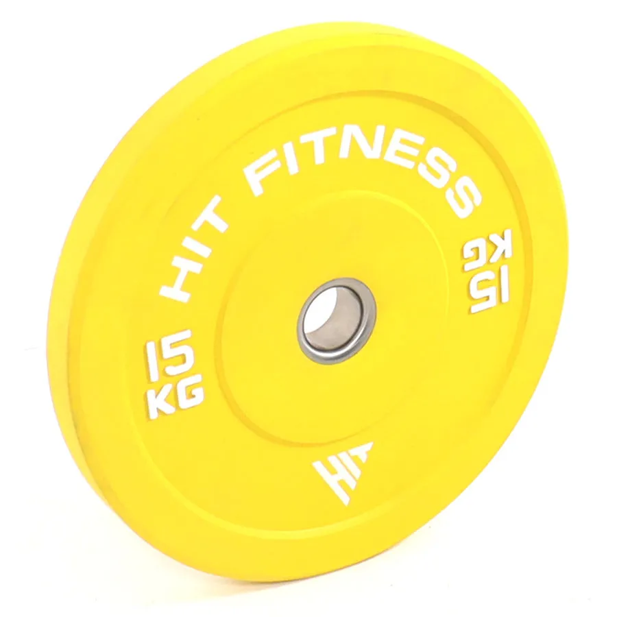 Hit Fitness 15kg Commercial Coloured Rubber Bumper Plate