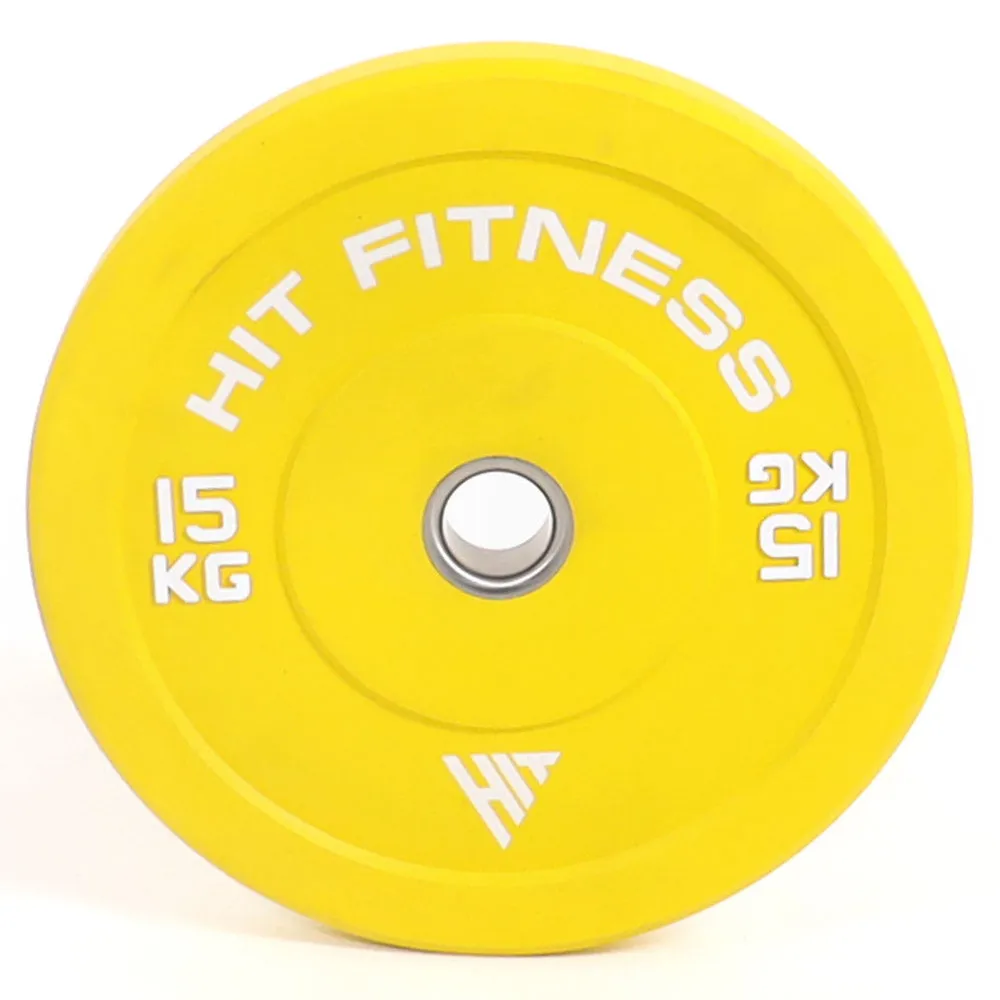 Hit Fitness 15kg Commercial Coloured Rubber Bumper Plate