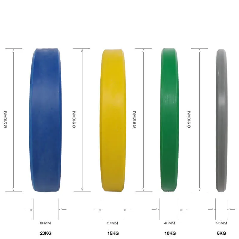 Hit Fitness 15kg Commercial Coloured Rubber Bumper Plate