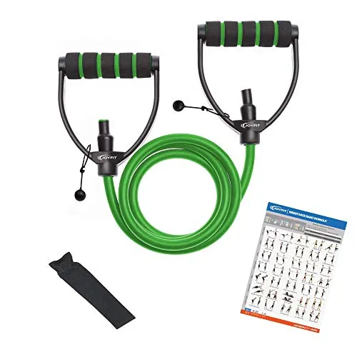 Joyfit Resistance Tube[1 Pc]- with Adjustable knob for Workout with Door Anchor & Workout Chart. Toning Tube for Home Workout, Strength Training, Crossfit, Pilates. Resistance Band for Men and Women