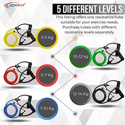 Joyfit Resistance Tube[1 Pc]- with Adjustable knob for Workout with Door Anchor & Workout Chart. Toning Tube for Home Workout, Strength Training, Crossfit, Pilates. Resistance Band for Men and Women